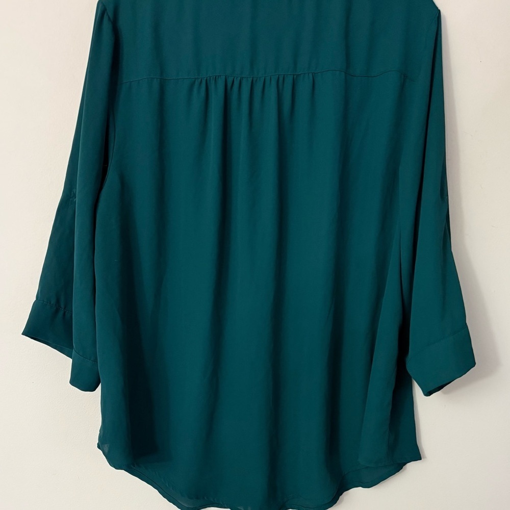 Torrid Deep Teal Green V-Neck Blouse, size 2 (2X), - Picture 6 of 6